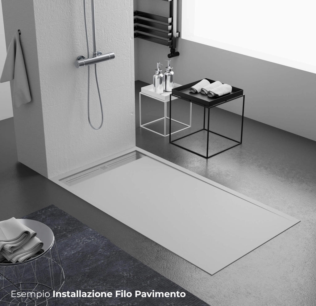 Piatto Doccia 80x150 cm in Pietra Bonussi Trivor Grigio Chiaro