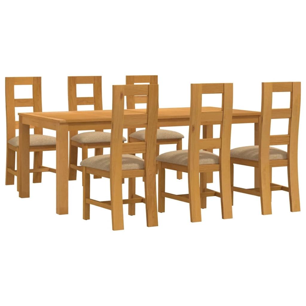 Set da pranzo 7 pz Beige Legno di Quercia Massello 3430396