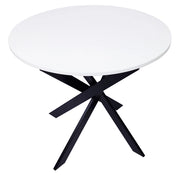Tavolo da pranzo rotondo ZEN, 90x90x77cm, per 4 persone, Colore bianco opaco, Gambe in metallo laccato nero opaco RF1934