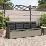 Panchina da giardino con cuscino Grigio polyrattan 3394442