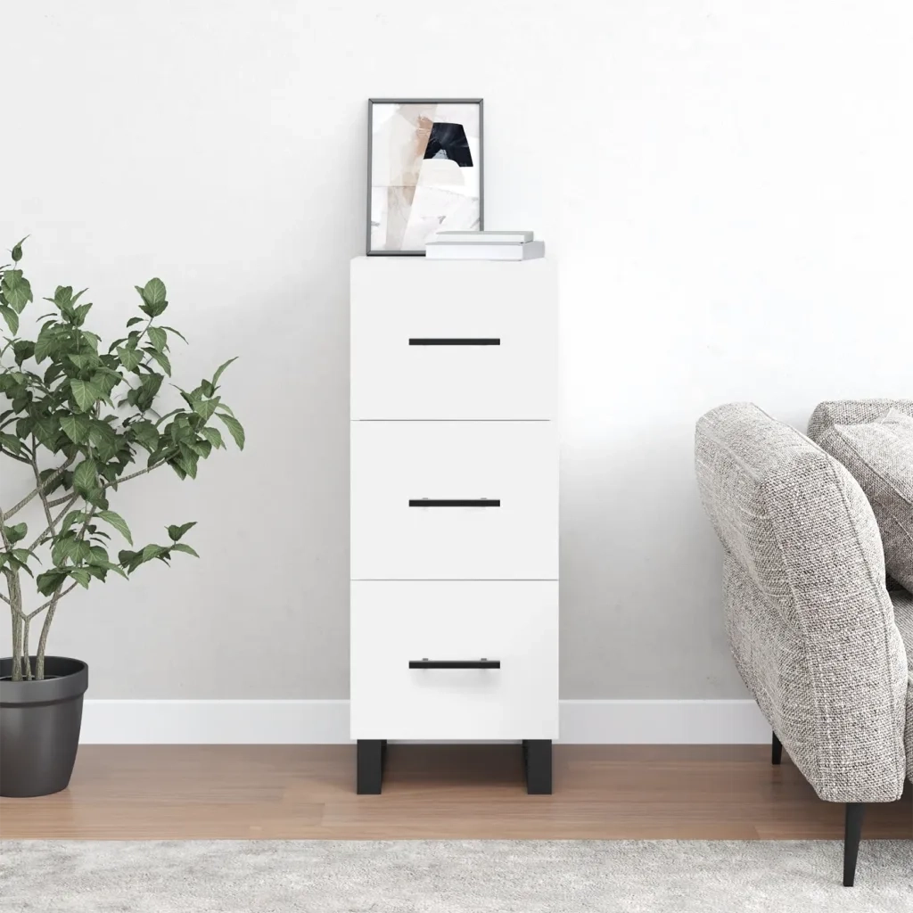 Credenza-Buffet-Armadio da cucina Bianca 34,5x34x90 cm in Legno Multistrato 250914