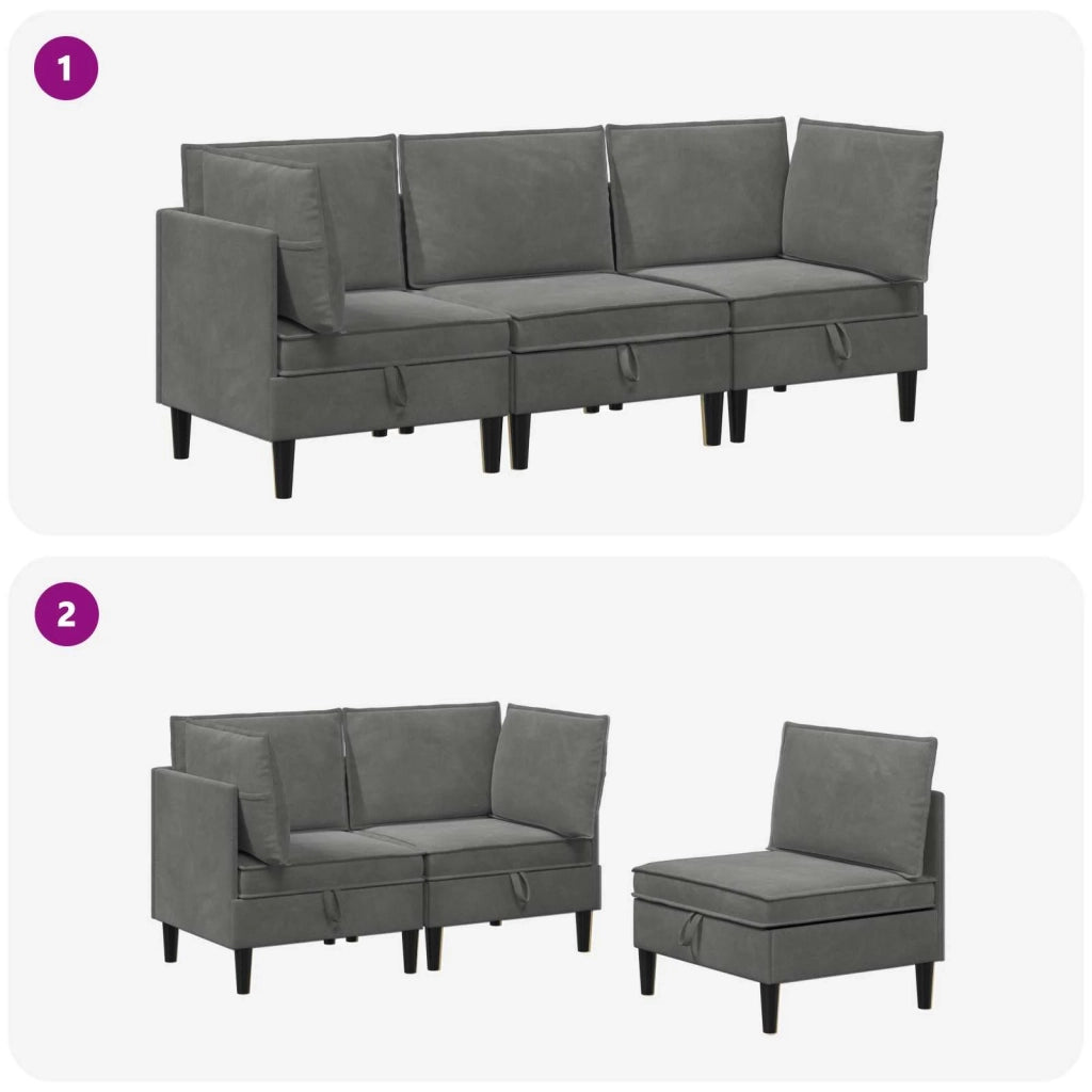 Set di mobili per il soggiorno 3 pcs Grigio Scuro Velluto 3413733