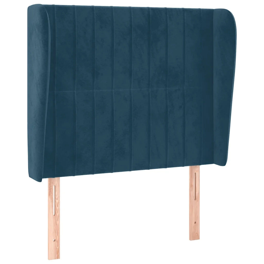 Testiera | Testata ad Orecchio Blu Scuro 93x23x118/128 cm in Velluto