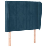 Testiera | Testata ad Orecchio Blu Scuro 93x23x118/128 cm in Velluto