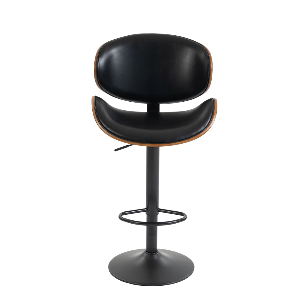 Sgabelli da Bar Girevoli, Set 2 Pezzi ¨C MINIMAL ¨C Legno, Seduta in Ecopelle, Schienale Ergonomico