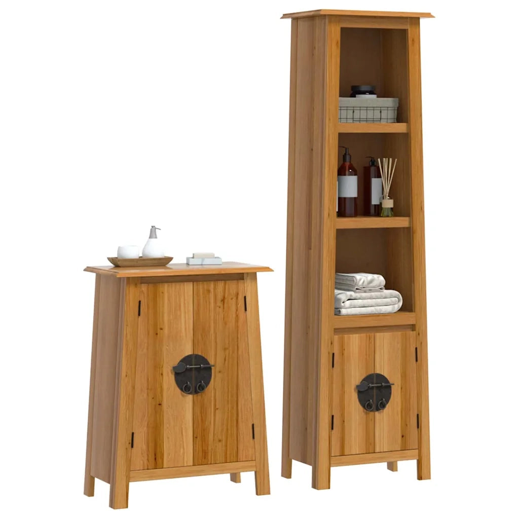 Set Mobili da Bagno 2 pz in Legno Massello di Pino 3223461