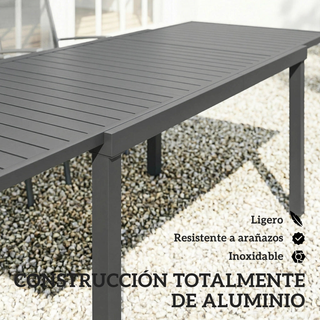 Tavolo da Giardino Allungabile 150/225x85x75 cm ¨C zephmum ¨C Grigio