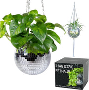 Porta piante - Porta piante discobal specchio per piante decorativo macramé regalo per amica - Argento 15 cm