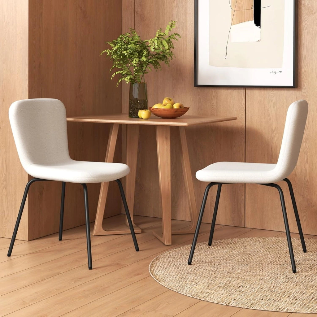 Set di 4 sedie da pranzo imbottite, per soggiorno, sala da pranzo con schienale, senza maniche, con gambe in metallo, portata fino a 150 kg, set di 4 sedie da pranzo, 47 x 58 x 86 cm