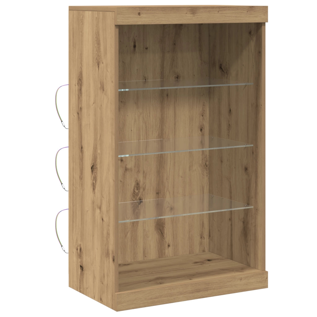 Credenza con luci LED Rovere Artigianale 60,5x37x100 cm
