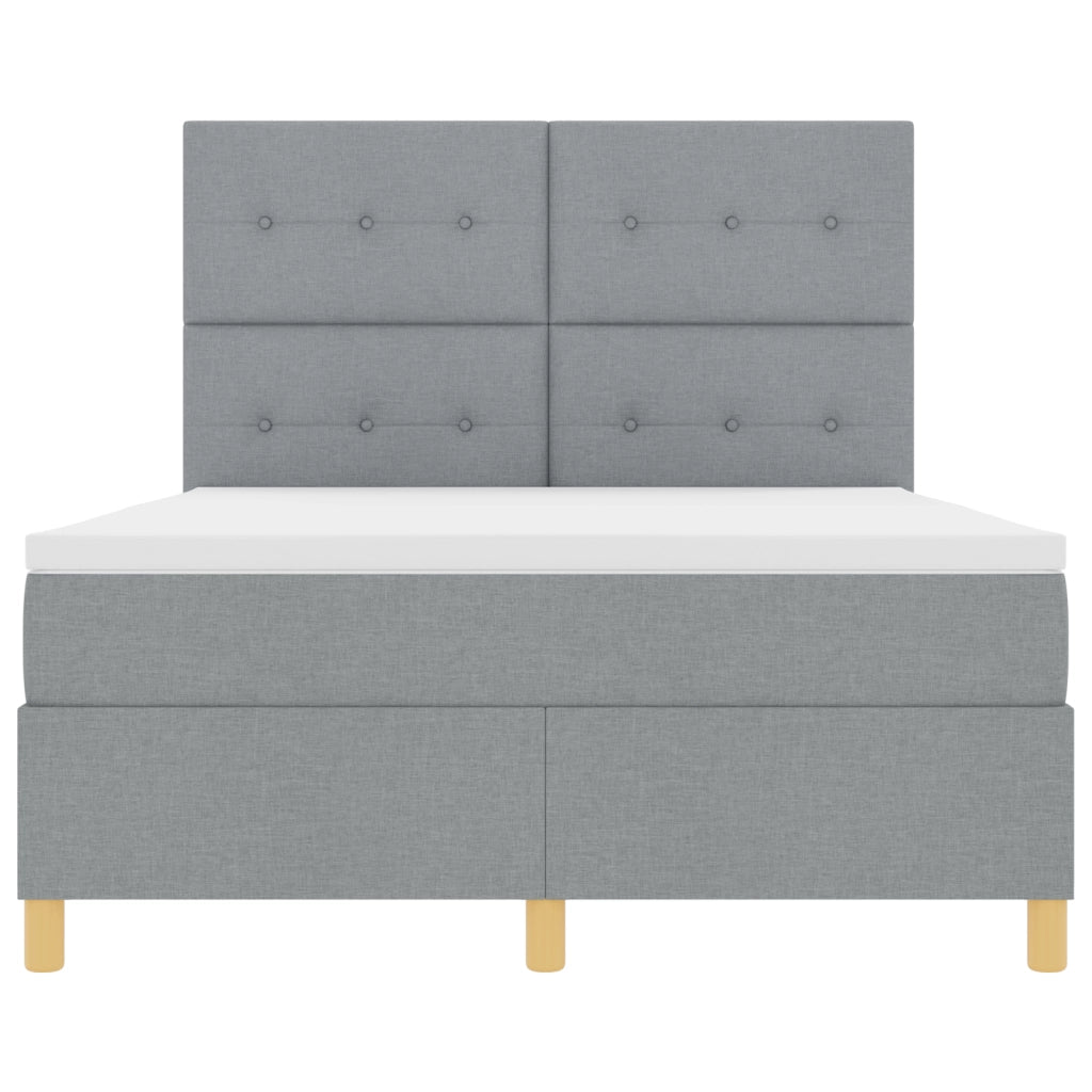 Letto con Box Spring e Materasso Grigio Chiaro 140x190 cm Tessuto