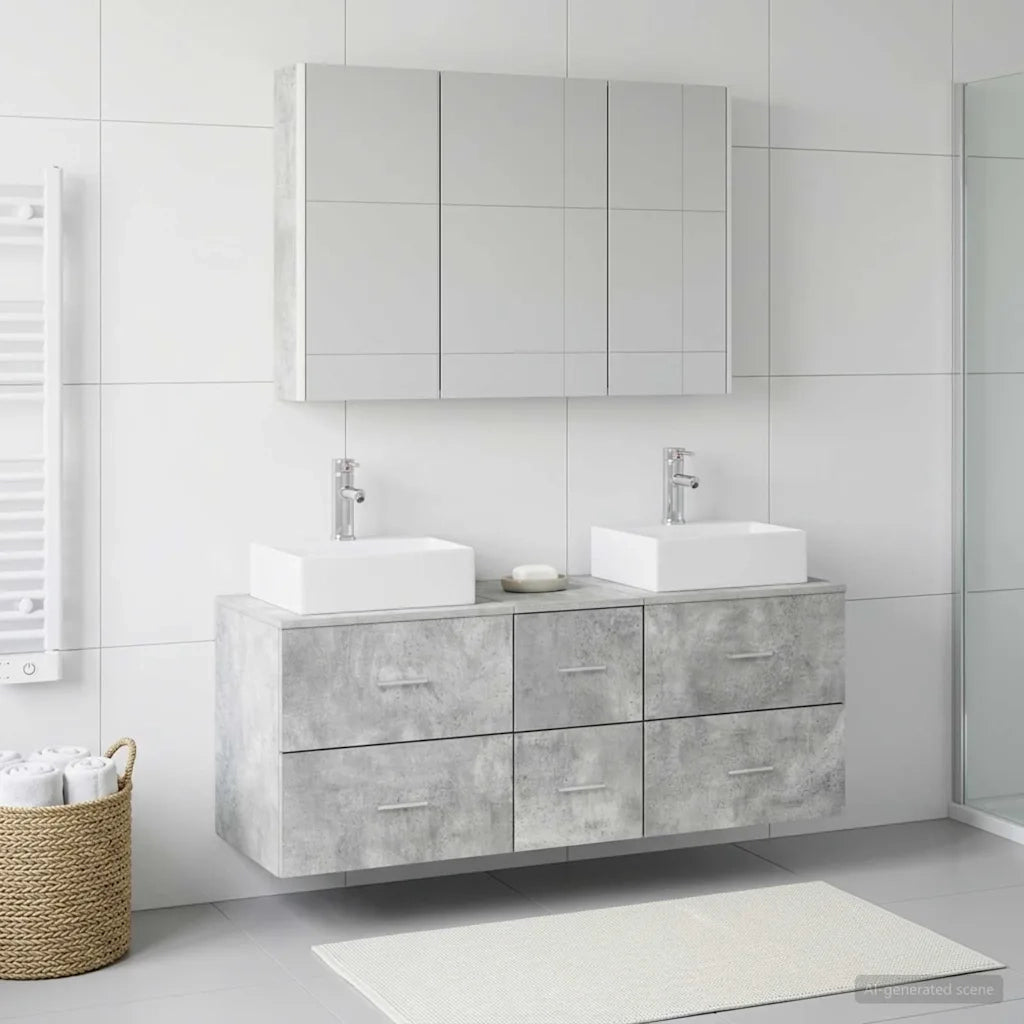 Set di mobili per il bagno 4 pcs Grigio Cemento 3406826