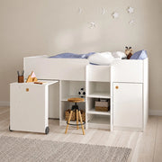 Lamedani, Composizione Camera da Letto Dimensione Materasso 90x200 cm, 203x104x111h cm Bianco