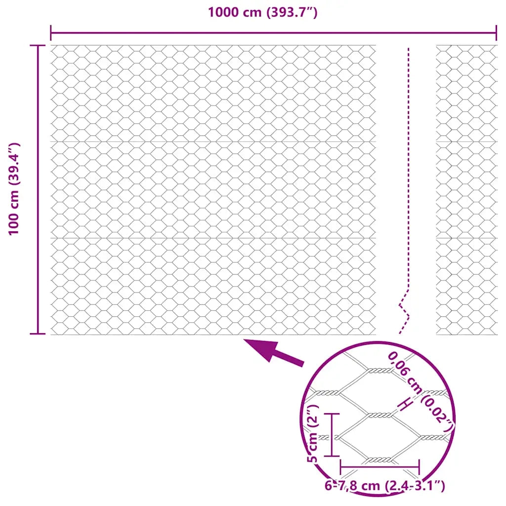 Recinzione Esagonale Argento 1 x 10 m Acciaio zincato 42005644