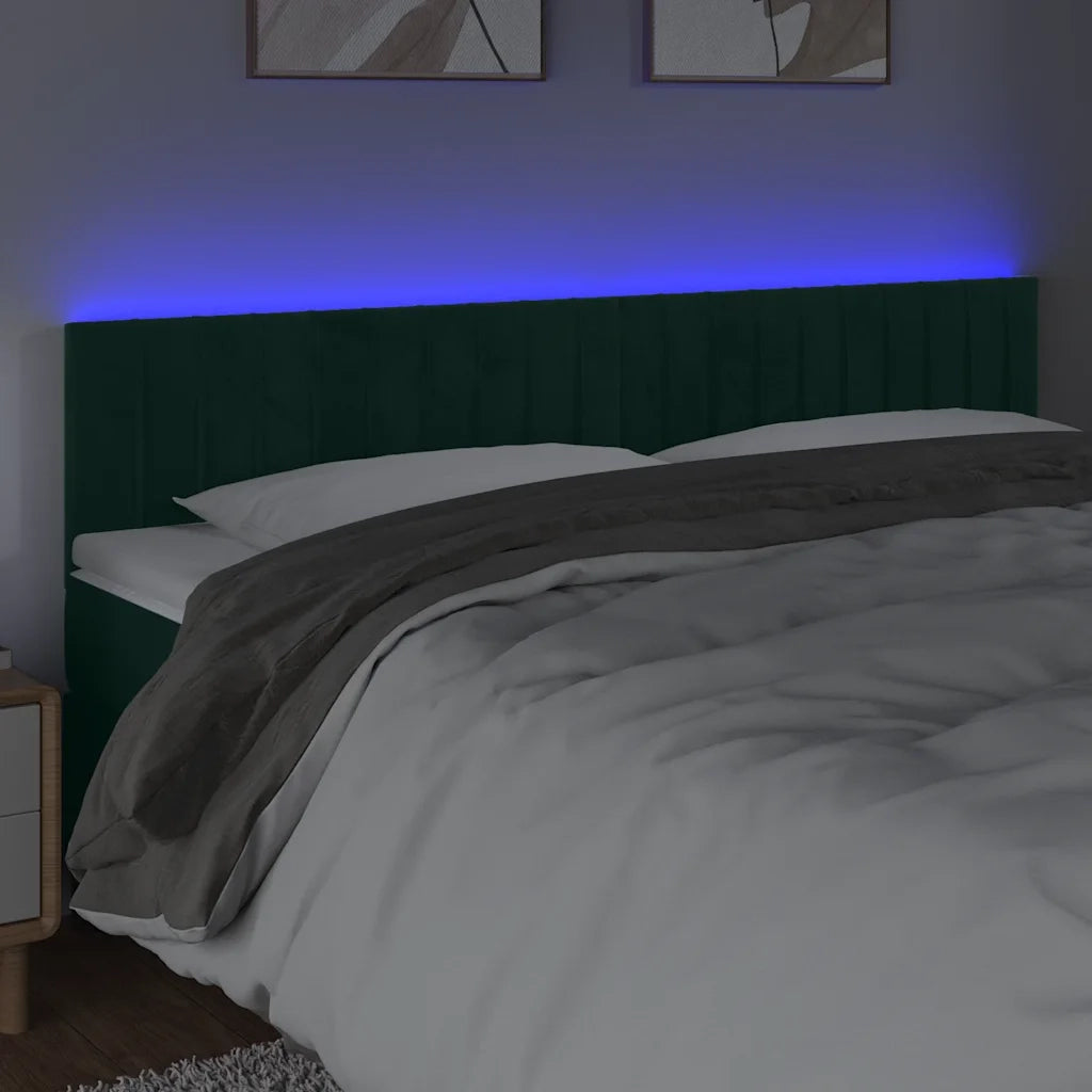 Testiera | Testata a LED Verde Scuro 180x5x78/88 cm in Velluto