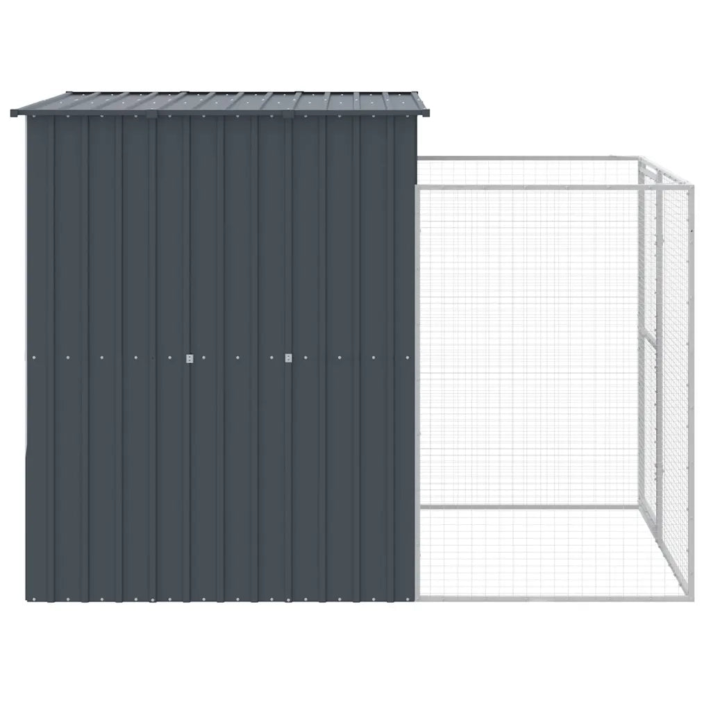 Casetta Cani con Corsa Antracite 165x251x181 cm Acciaio Zincato 172365