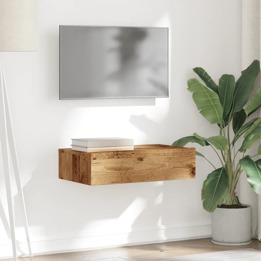 Mobile Porta TV con Luci LED Legno Antico 60x35x15,5 cm 856343