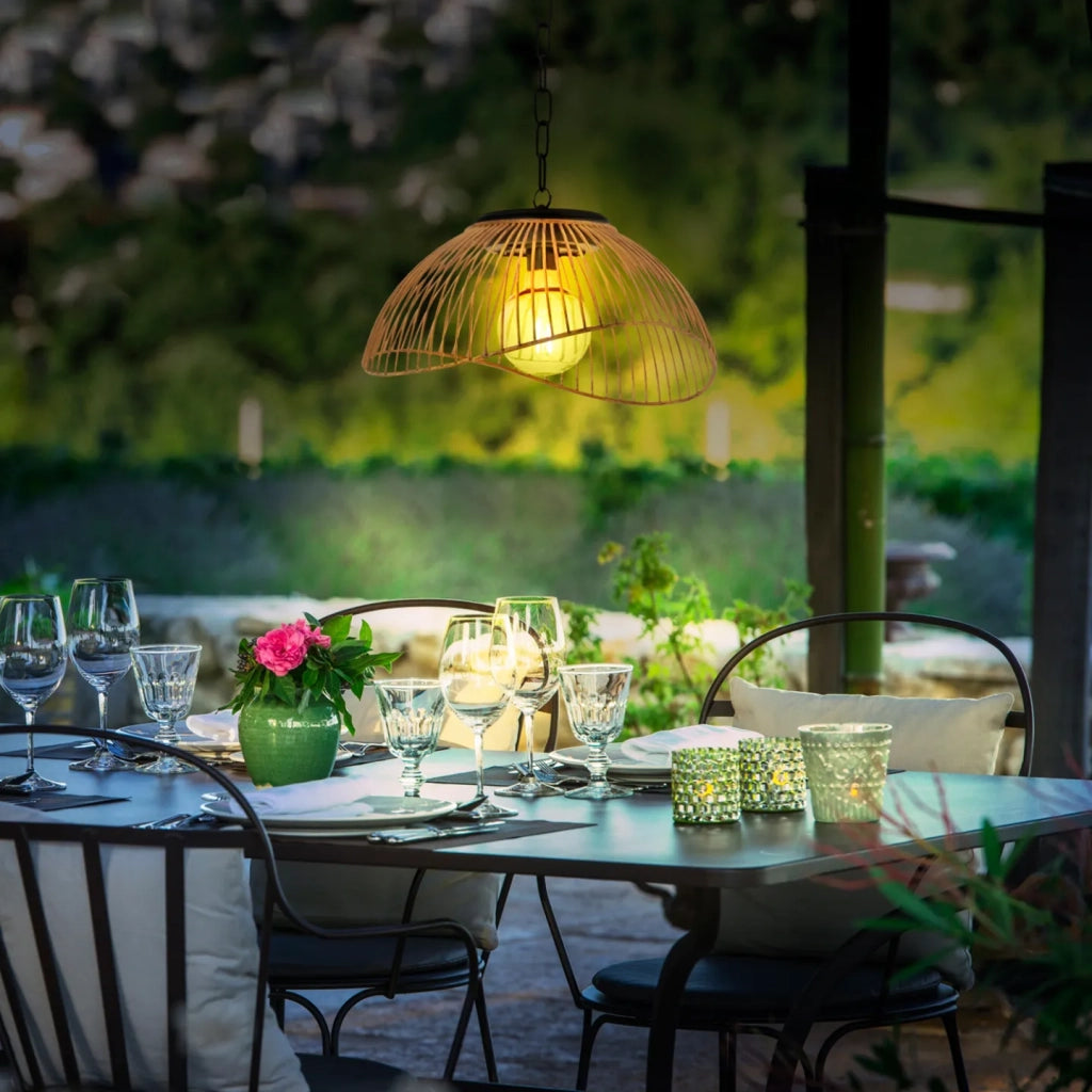 IDMarket - Lampade solari da esterno, sospensione in metallo effetto rattan SYDNEY