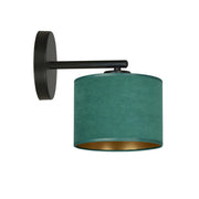 Lampada a parete Hilde in acciaio nero e tessuto vellutato verde