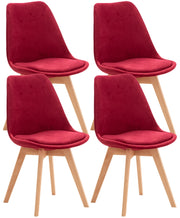 Set 4 Sedie Pranzo Linares rosso,Velluto