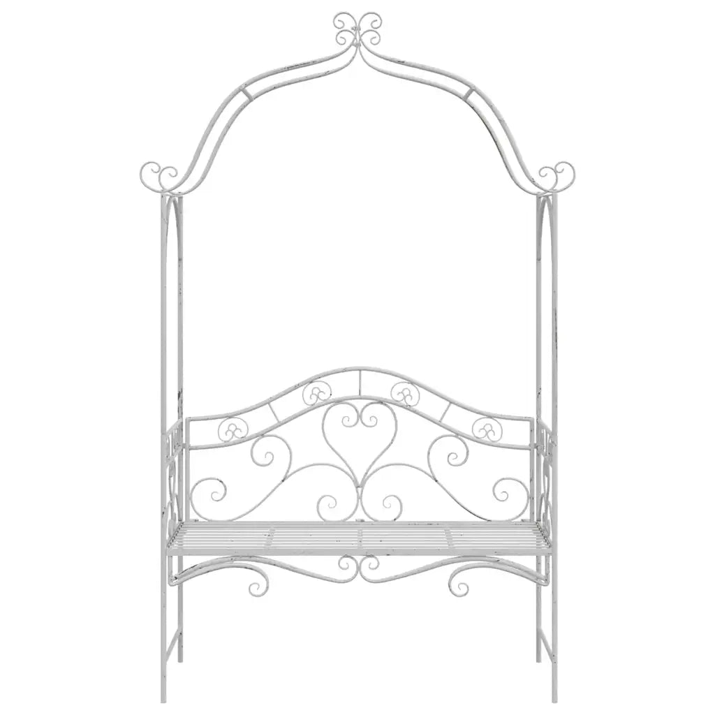 Panchina da giardino Bianco Antico 121 x 48 x 200 cm Acciaio 42008120