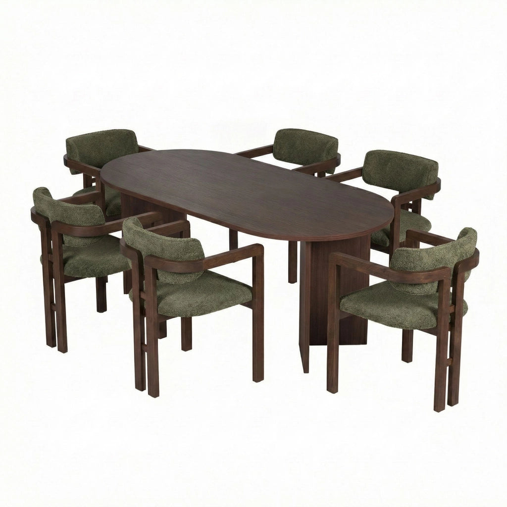 Set di tavolo e sedie in legno Meridia 6" (7 pezzi) - 180 x 90 x 75 cm - Verde