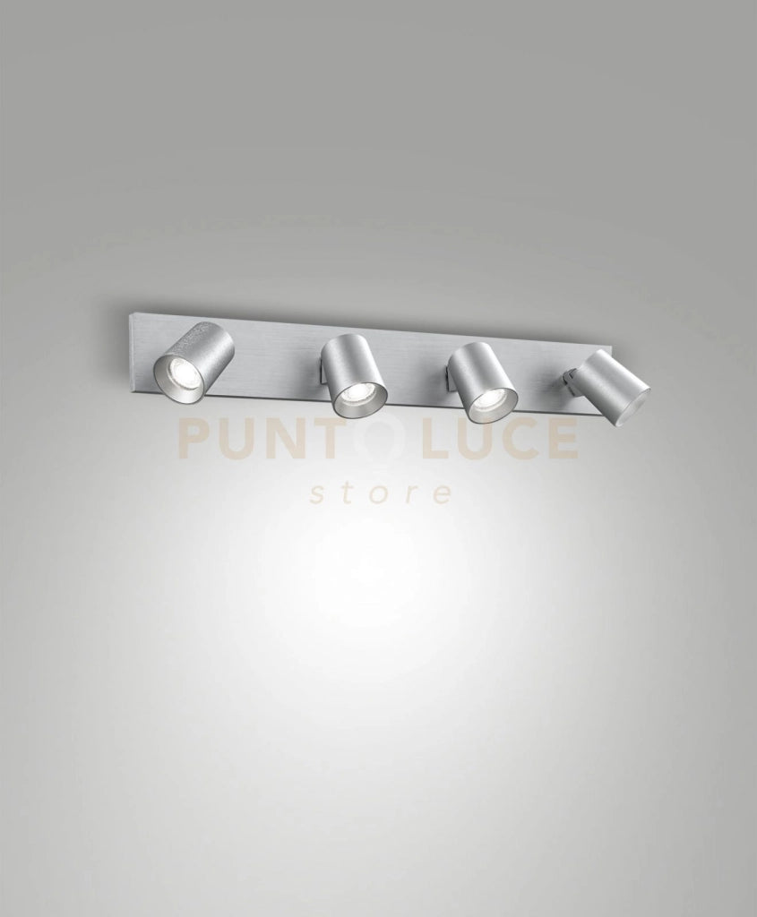 MODO SPOT ALLUMINIO SPAZZOLATO 4 LUCI ORIENTABILE  ATTACCO GU10 IP20