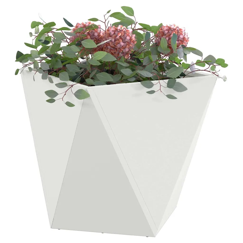 Fioriera 2 pcs Bianco 50 x 50 x 50 cm Acciaio