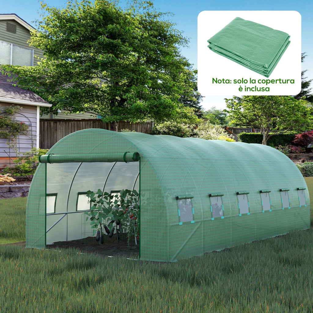 Telo Serra in PE con Finestre e Porta ¨C zephmum ¨C Verde 6x3x2 m