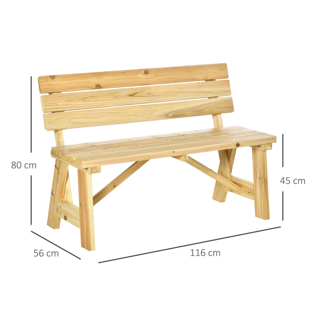 Panchina da Giardino 2 Posti in Legno ¨C zephmum ¨C Naturale 116x56x80