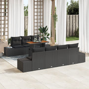 Set divano da giardino a 8 pezzi con cuscini in rattan poly nero