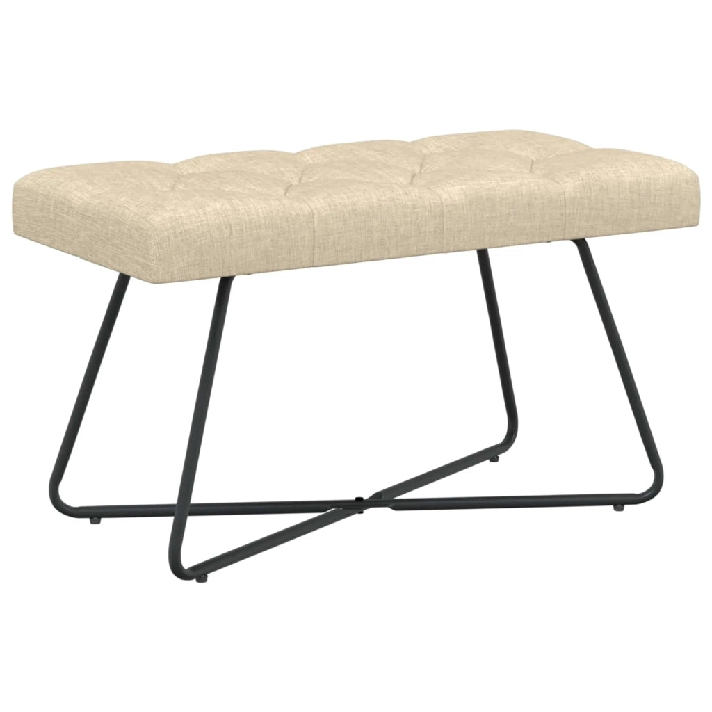 Panchina con bottoni imbottiti Crema 80 x 40 x 46 cm Tessuto 42038364