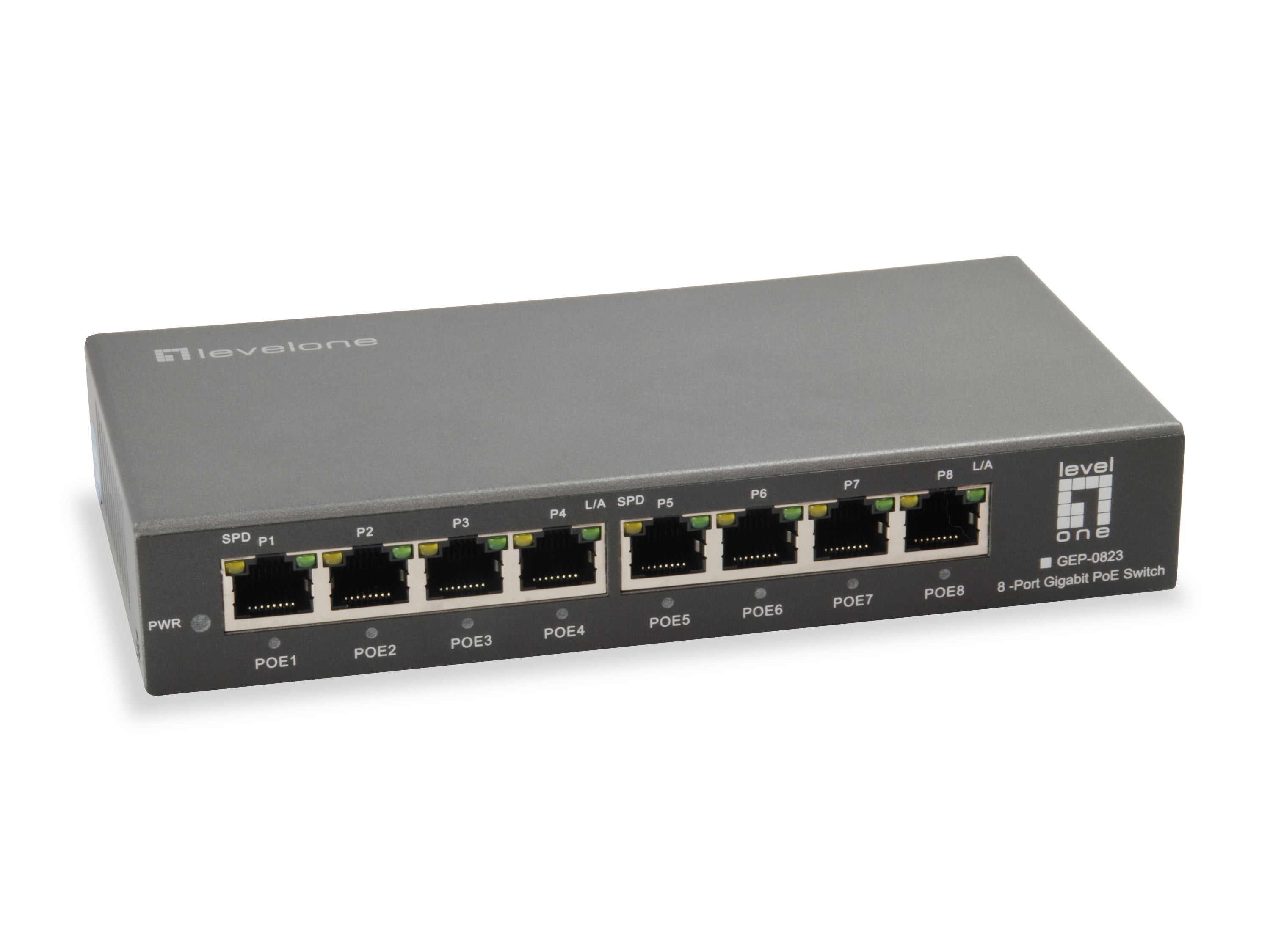 Levelone gep-0823 switch di rete gigabit ethernet (10/100/1000) supporto power over ethernet (poe) nero