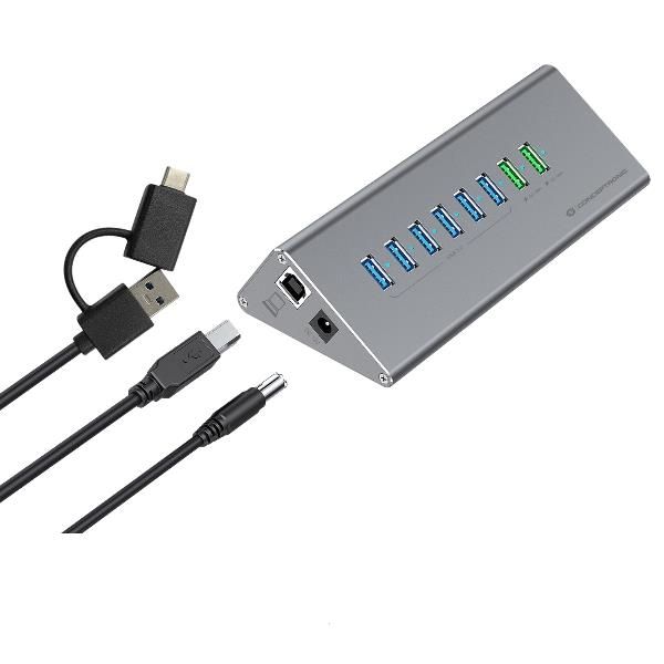 Conceptronic hubbies18g hub di interfaccia usb 3.2 gen 1 (3.1 gen 1) type-b 5000 mbit/s grigio