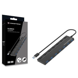 Conceptronic hubbies19bp hub di interfaccia usb 3.2 gen 1 (3.1 gen 1) type-a 5000 mbit/s nero