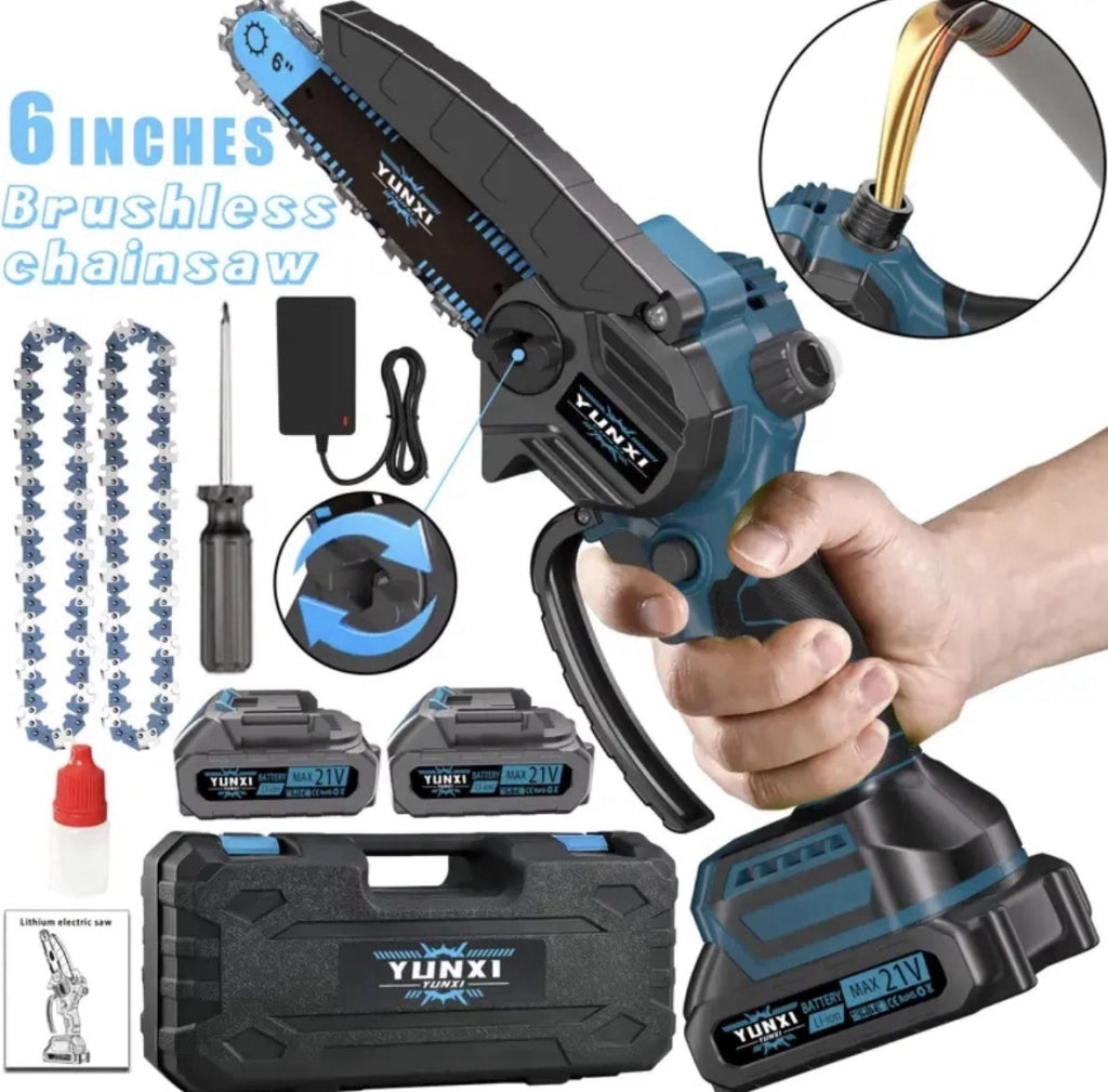 MOTOSEGA YUNXY A BATTERIA  CON KIT RICAMBI