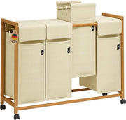 Wastebasket in bambù con ruote - 4 cassette - beige - 200 litri