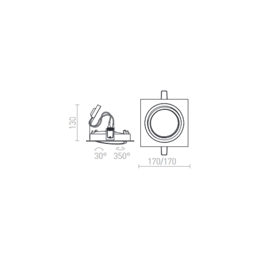 Faretto PASADENA G53 SQ I nero 12V G53 50W