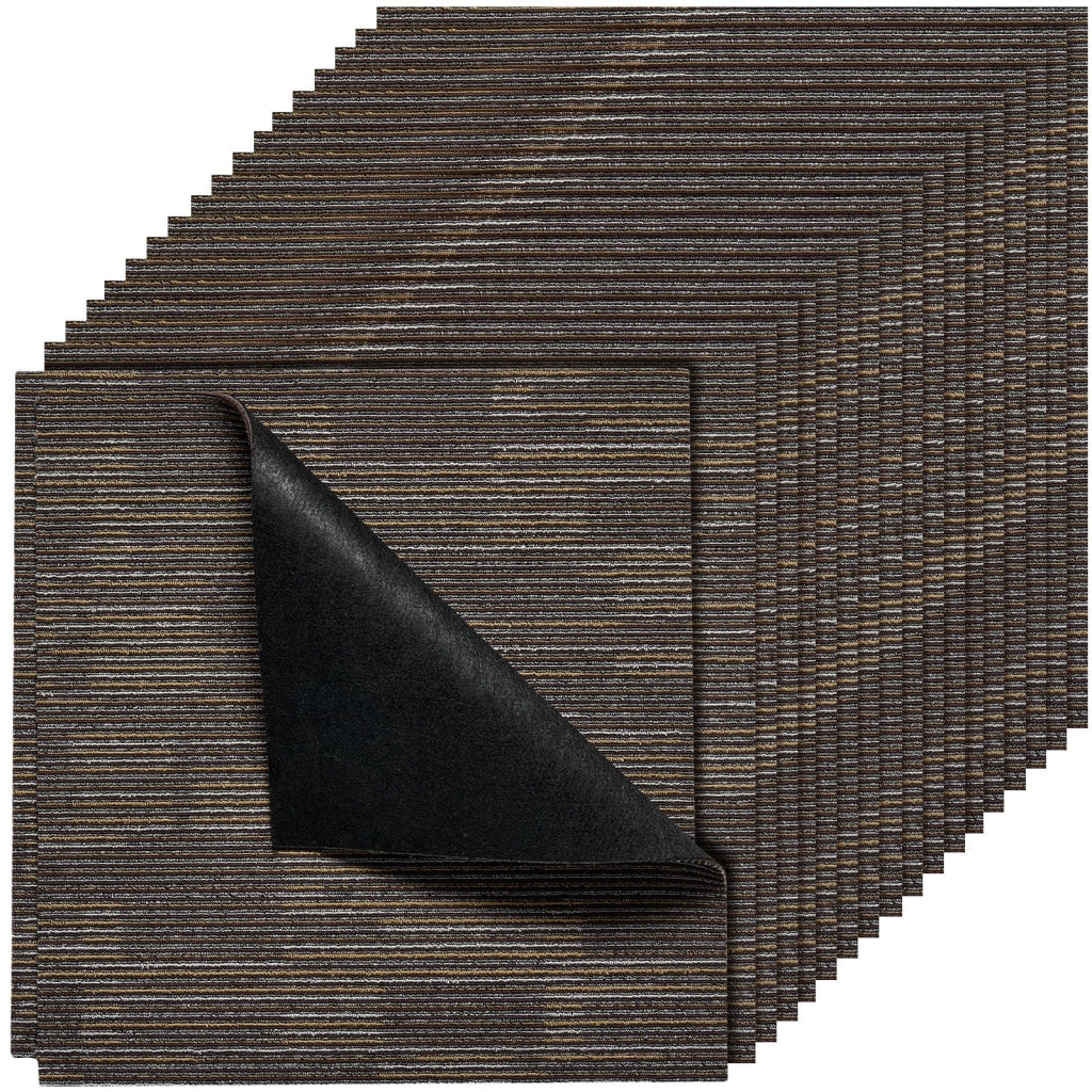 Piastrelle per Moquette Modulari 610x610 mm 24 Pezzi Alps 05 Pavimento in Polipropilene Grigio e Marrone Facile da Montare per Casa