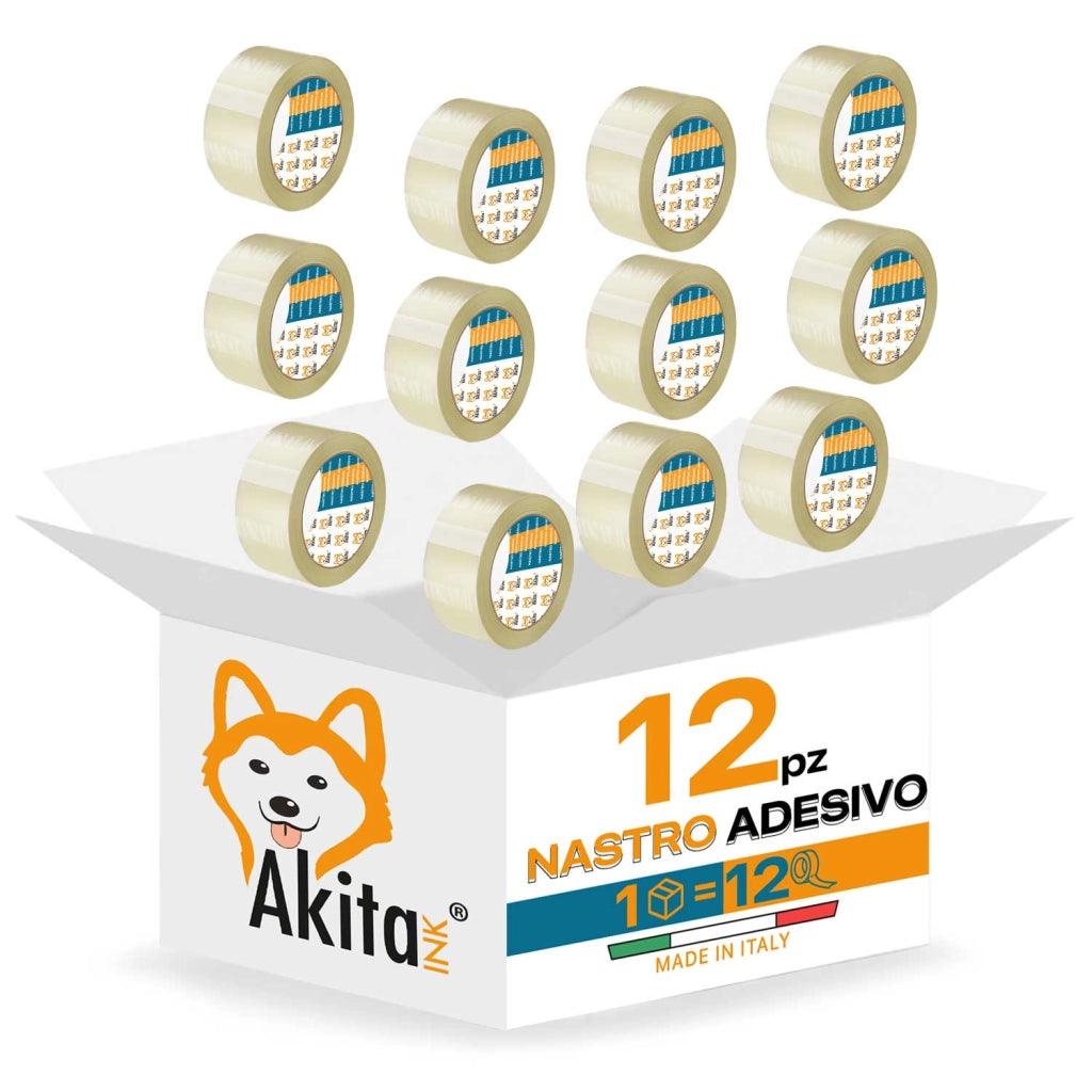 Akitaink Nastro adesivo pacchi imballaggi trasparente 12 pcs