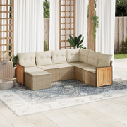 Set Divani da Giardino 7 pz con Cuscini Beige in Polyrattancod mxl 113606