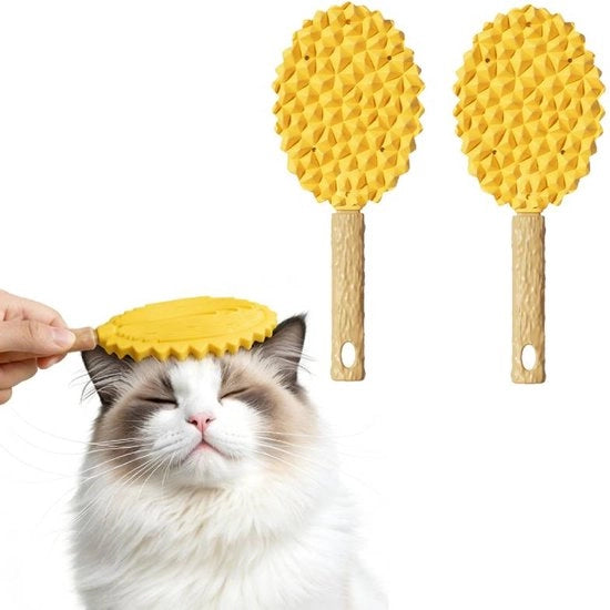 Spazzola per gatti - Spazzola per cani per pulizia pelo - Strumento per la cura del pelo con rasoio a mano - Spazzola per la rimozione dei peli caduti - Spazzola a forma di drago in silicone (giallo)