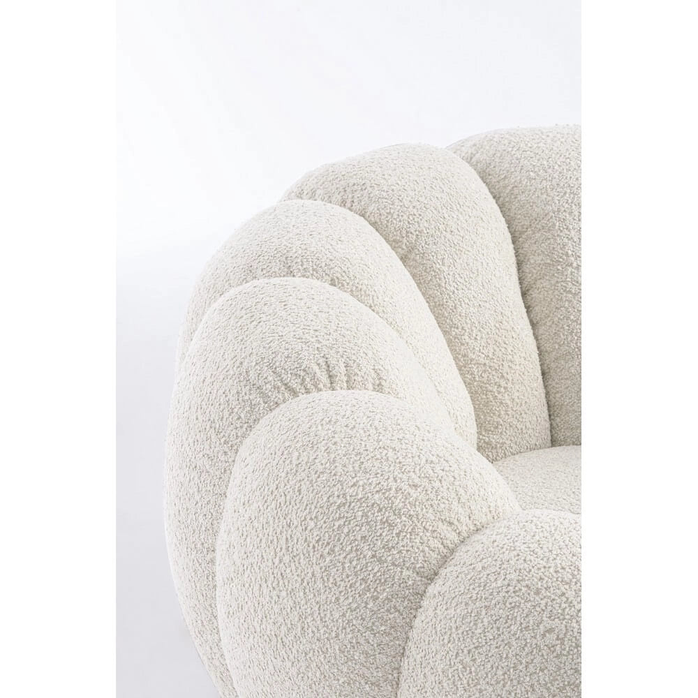 Poltrona Girevole Bouclé con Base in Acciaio Dorato - RACHEL