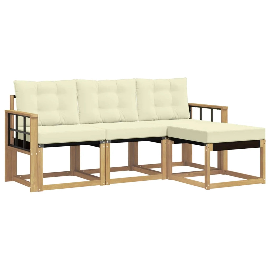 Set di divani da esterno 4 pz Bianco e Crema 3389360