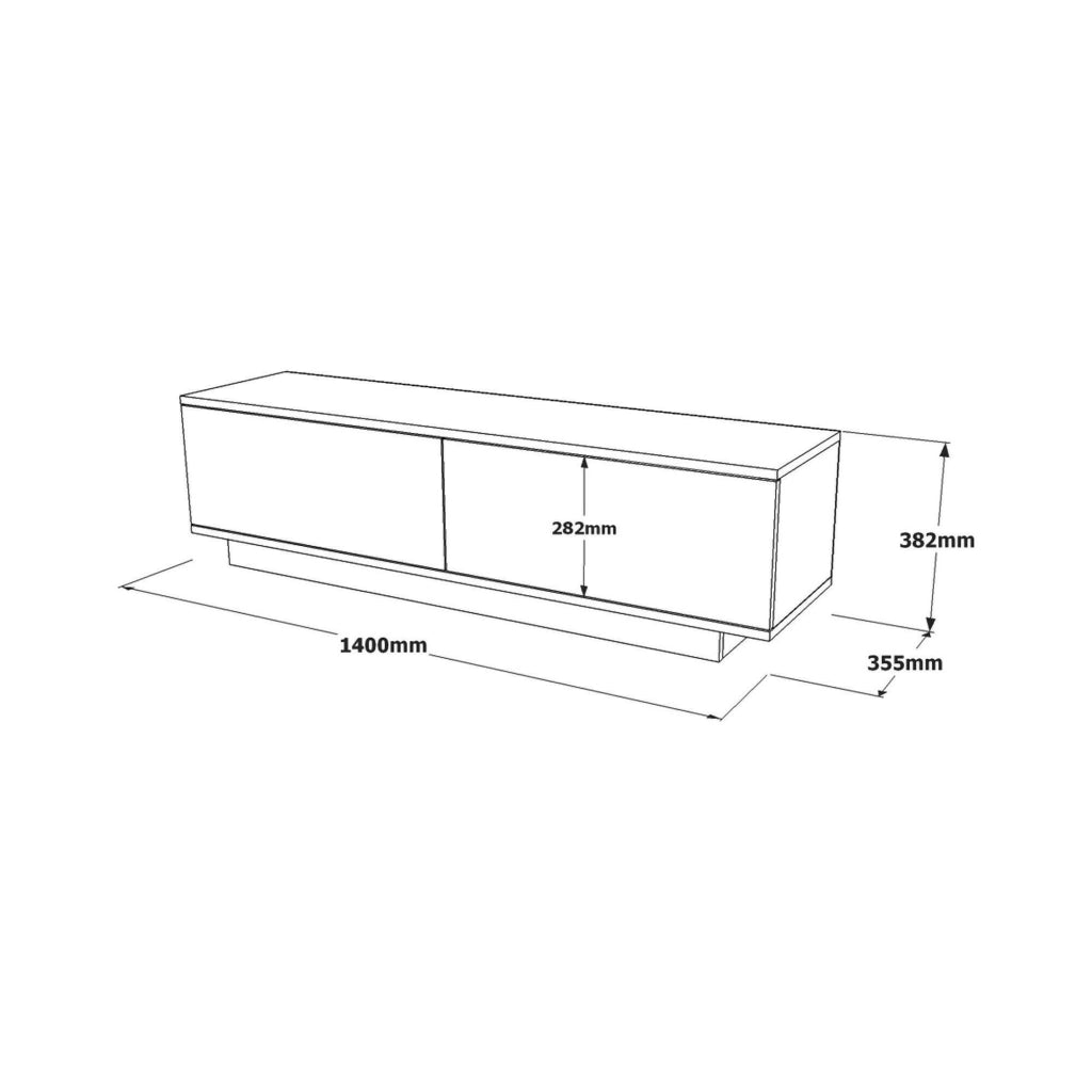 Mobile porta TV Goro, Credenza da soggiorno, Armadio basso per TV, Base parete attrezzata, 140x36h38 cm, Nero