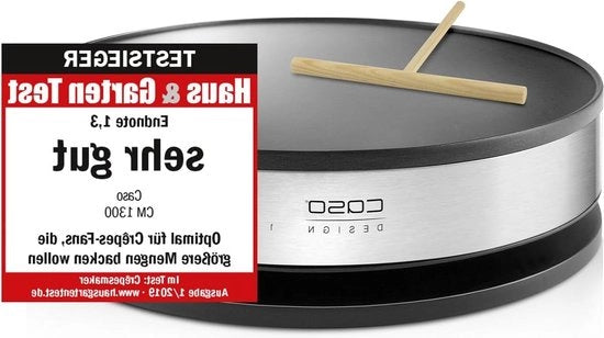Cottura extra ampia per crêpes - diametro 33 cm - finitura antiscivolo di alta qualità - 8 livelli di cottura - regolatore di cottura scorrevole - inclusa distributrice di impasto - spatola in legno