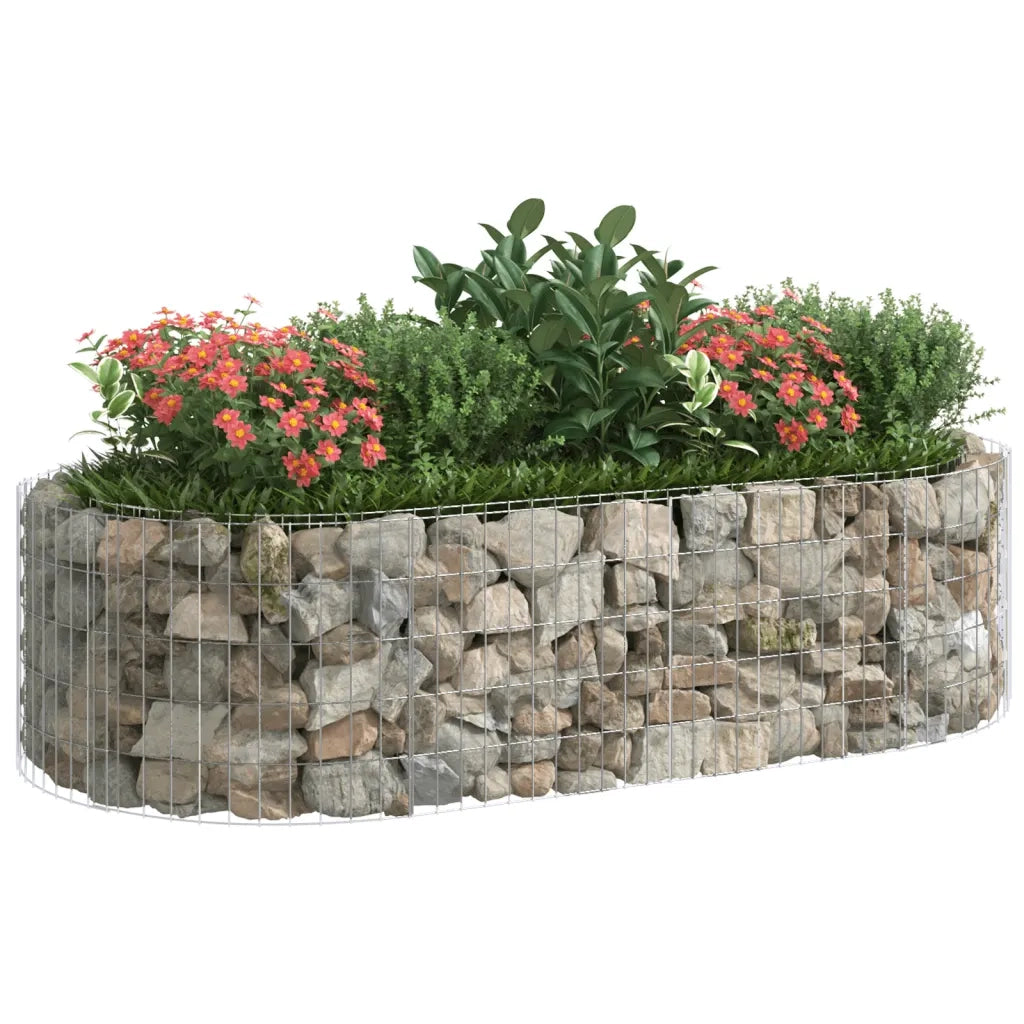 Gabbione con Fioriere | Cassetta per fiori | Letto Rialzato in Ferro Zincato 200x100x50 cm