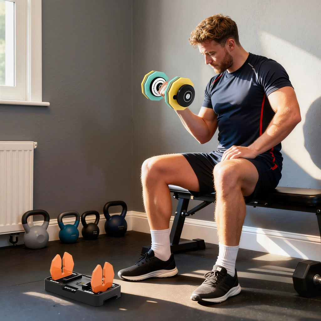 Set manubri regolabile 5 in 1 5-25 kg con base contenitore e manico antiscivolo ¨C zephmum ¨C multicolore