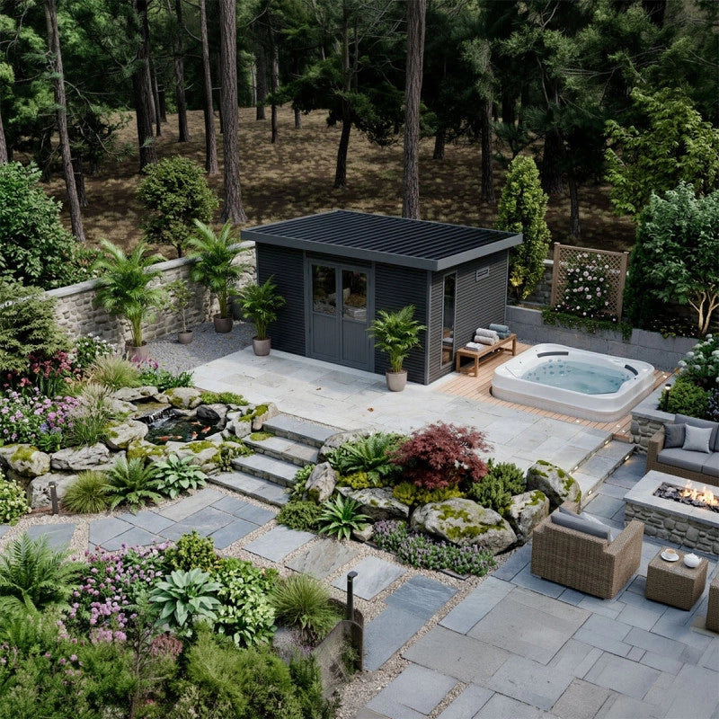 Casetta da giardino in legno composito Onyx 43 - 12 m² - Grigio