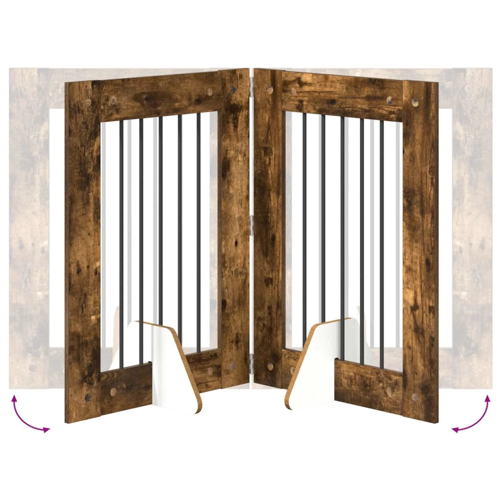Cancello per cani con supporti 2 pz Rovere Fumo 60 x 80 cm CFW4576743